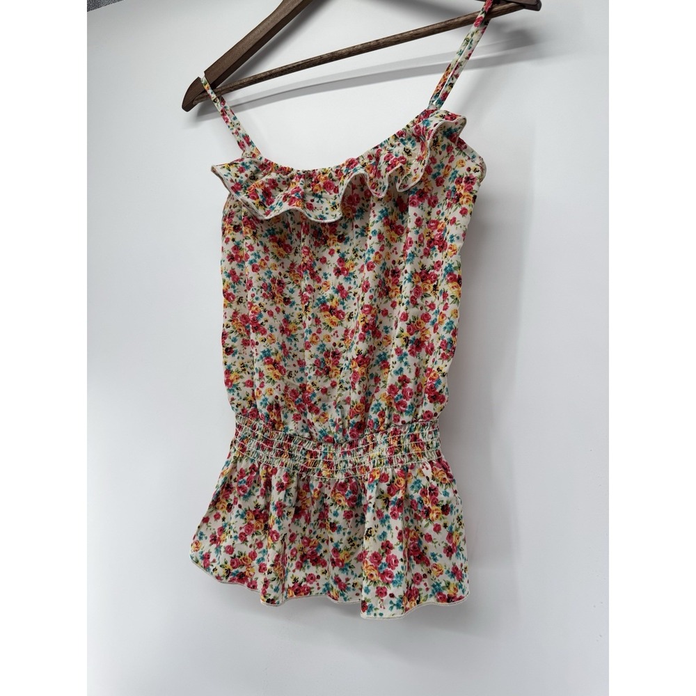 Shasa Floral Flounce Tank‎ blouse Cottagecore Fairy Boho Festival Summer Beach